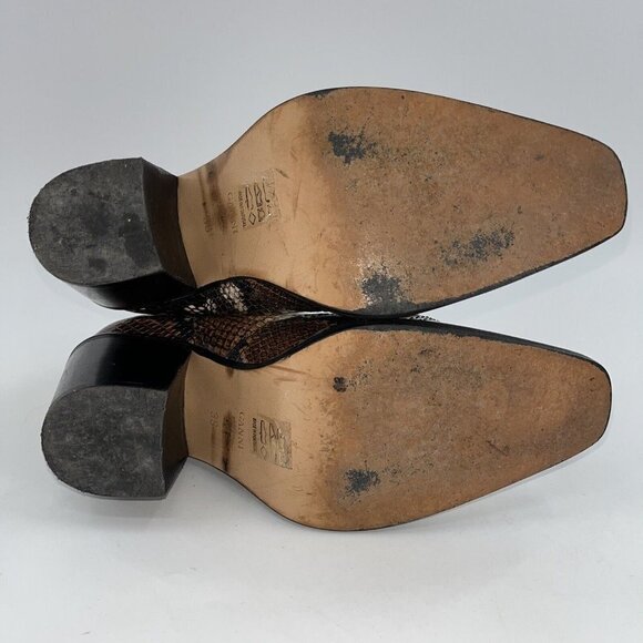 GANNI Caramel Lovina 70 Leather Cowgirl Style Ankle Boots in Snake Print US 5.5 - Picture 6 of 10